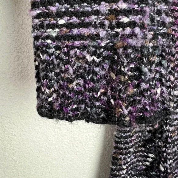 BCBGMAXAZRIA Purple Multi Color Speckled Knit Long Open Front Cardigan Sweater M - Picture 5 of 8